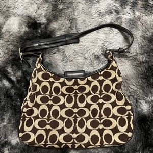 Coach FOK-8139 Brown Wool Hobo Bag